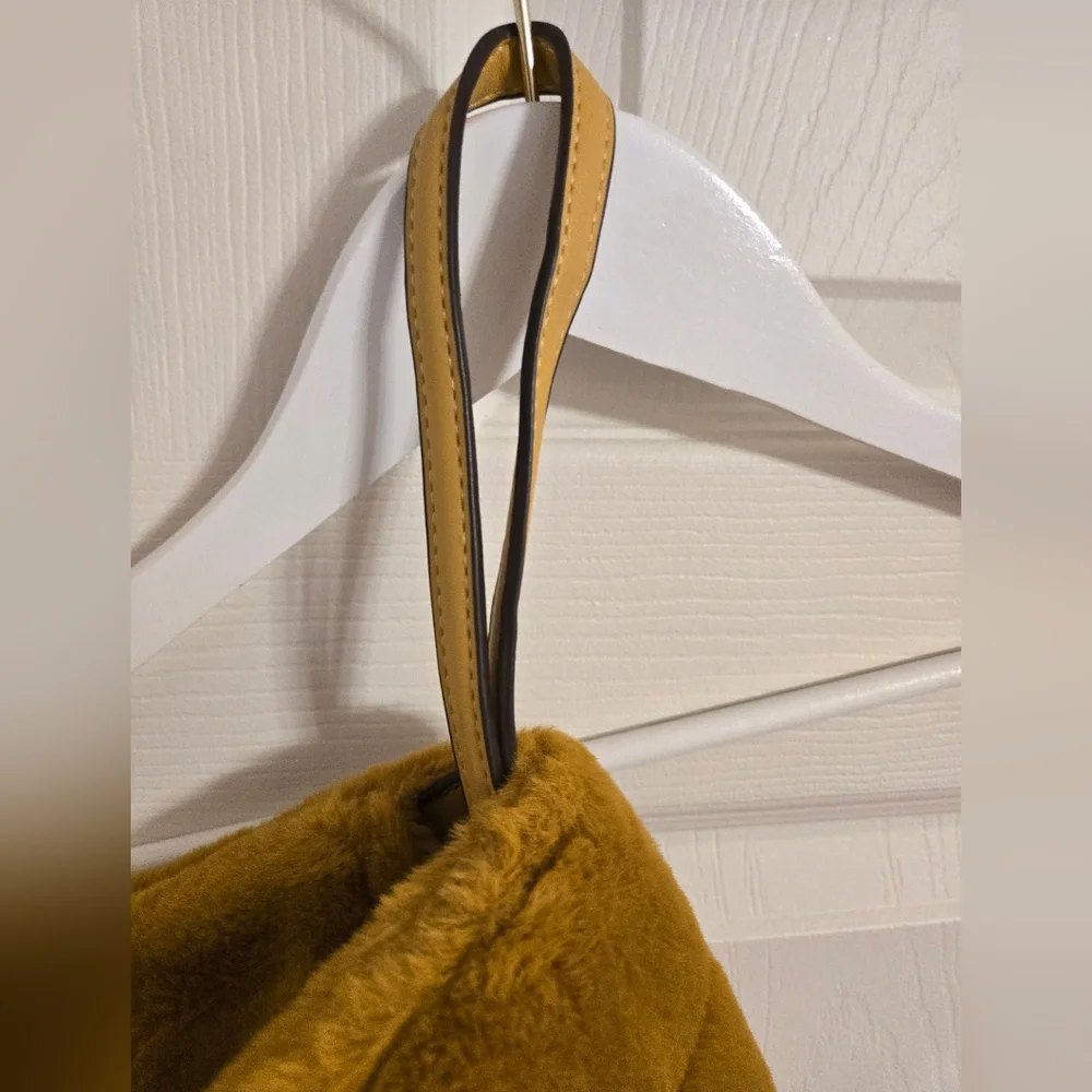 A New Day Faux Fur Mustard Yellow Clutch